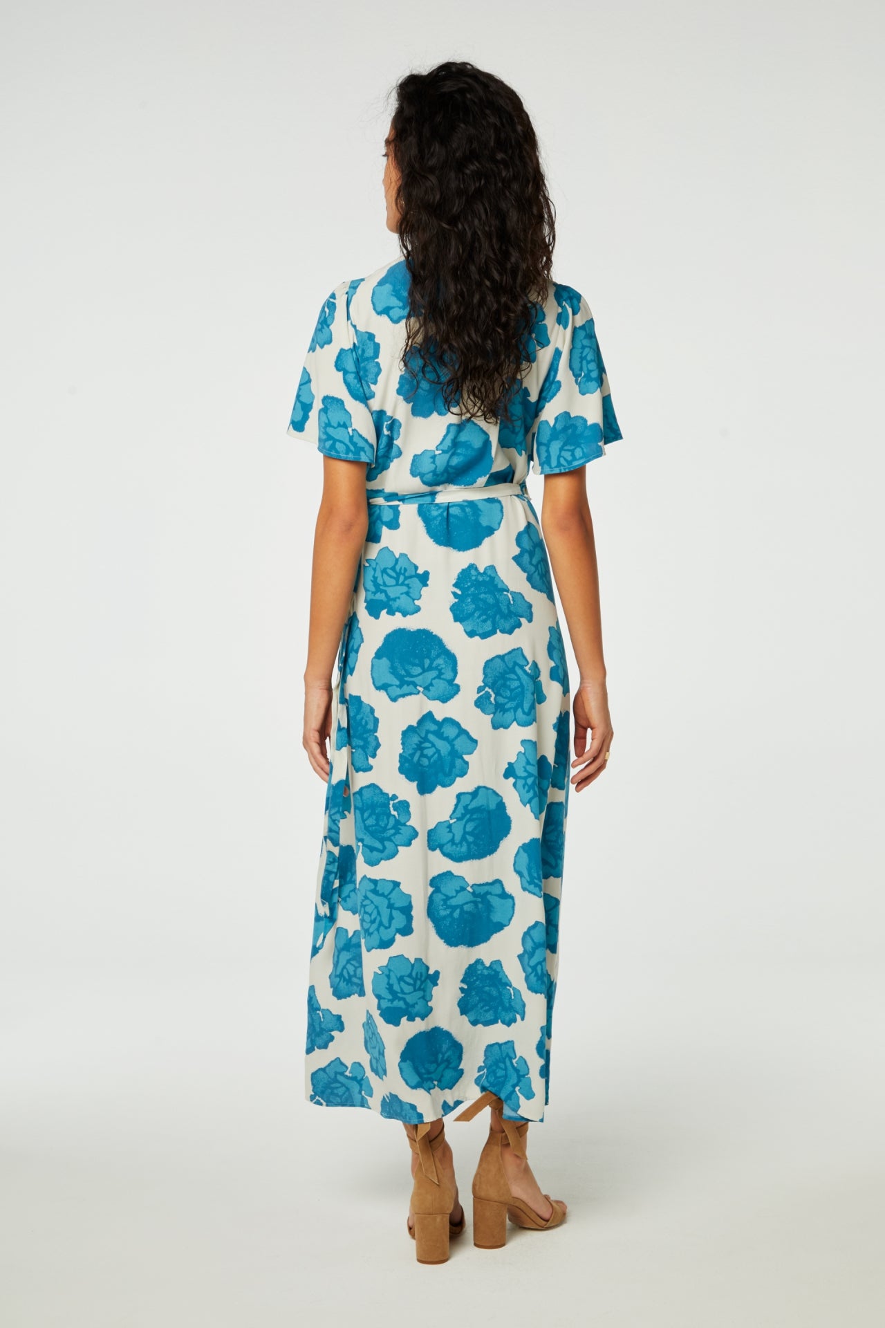 Archana Butterfly Dress | Azure Blue/Cream Whi
