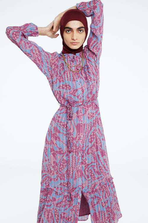 Marilene Dress | Aubergine/Pink Mirag