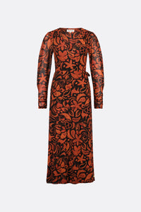 Nathalie Dress | Black/Orange Lava