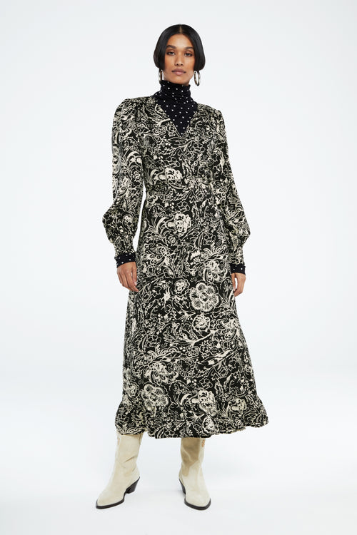 Natalia Dress | Black/Warm White