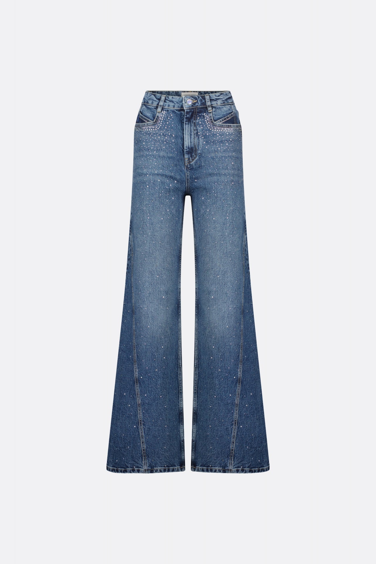 Bonnie Wide Rhinestones | Medium Wash