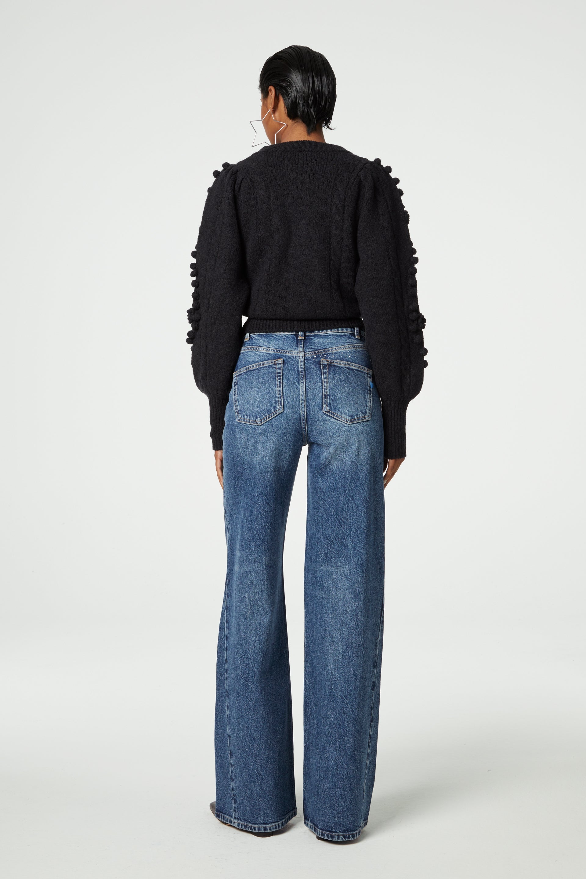 Bonnie Wide Rhinestones | Medium Wash