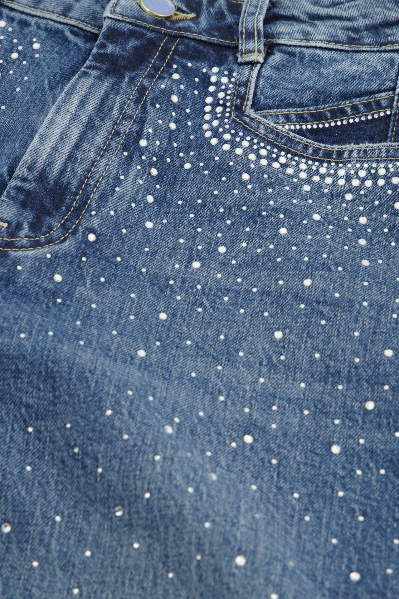 Bonnie Wide Rhinestones | Medium Wash
