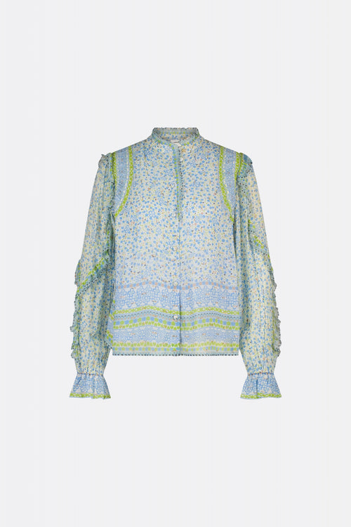 Etje Blouse | Cream White/Riad Blu
