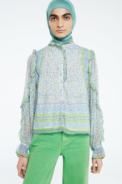 Etje Blouse | Cream White/Riad Blu