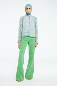 Etje Blouse | Cream White/Riad Blu