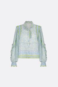 Etje Blouse | Cream White/Riad Blu