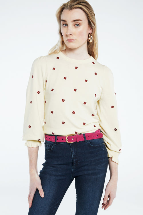 Holly Pullover | Cream White/Aubergin