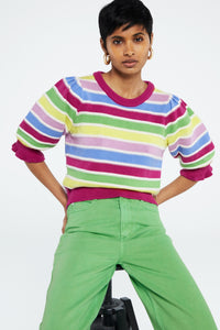 Roberta Stripe Pullover | Cream White/ Magic M