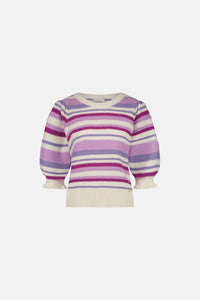 Roberta Stripe Pullover | Cream White/Violet