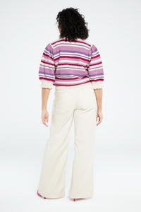 Roberta Stripe Pullover | Cream White/Violet