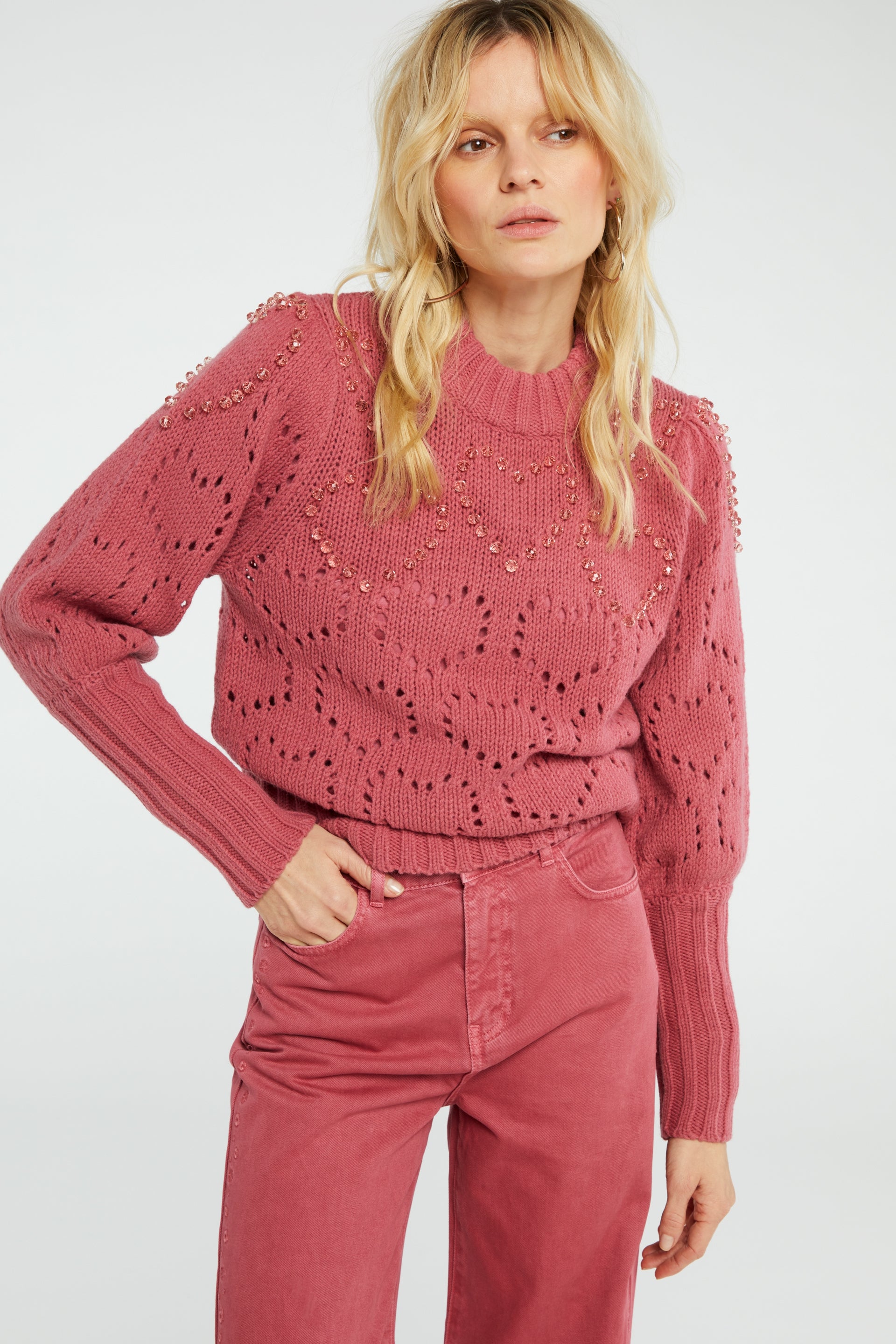 Diana Beads Pullover | Dirty Pink