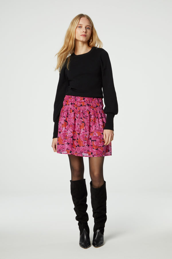 Fabienne Chapot Jessy Midi Skirt in Black/ Bubble Gum Pink