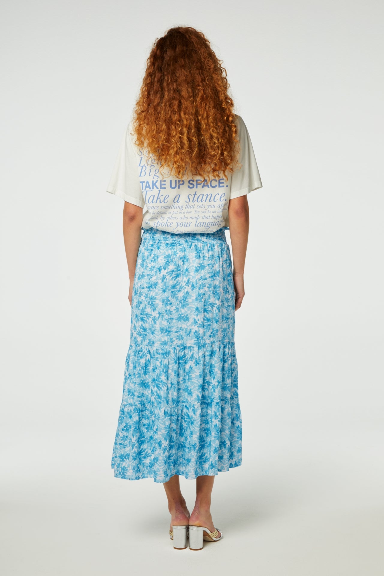 Louise Skirt | Cream White/Azure Bl