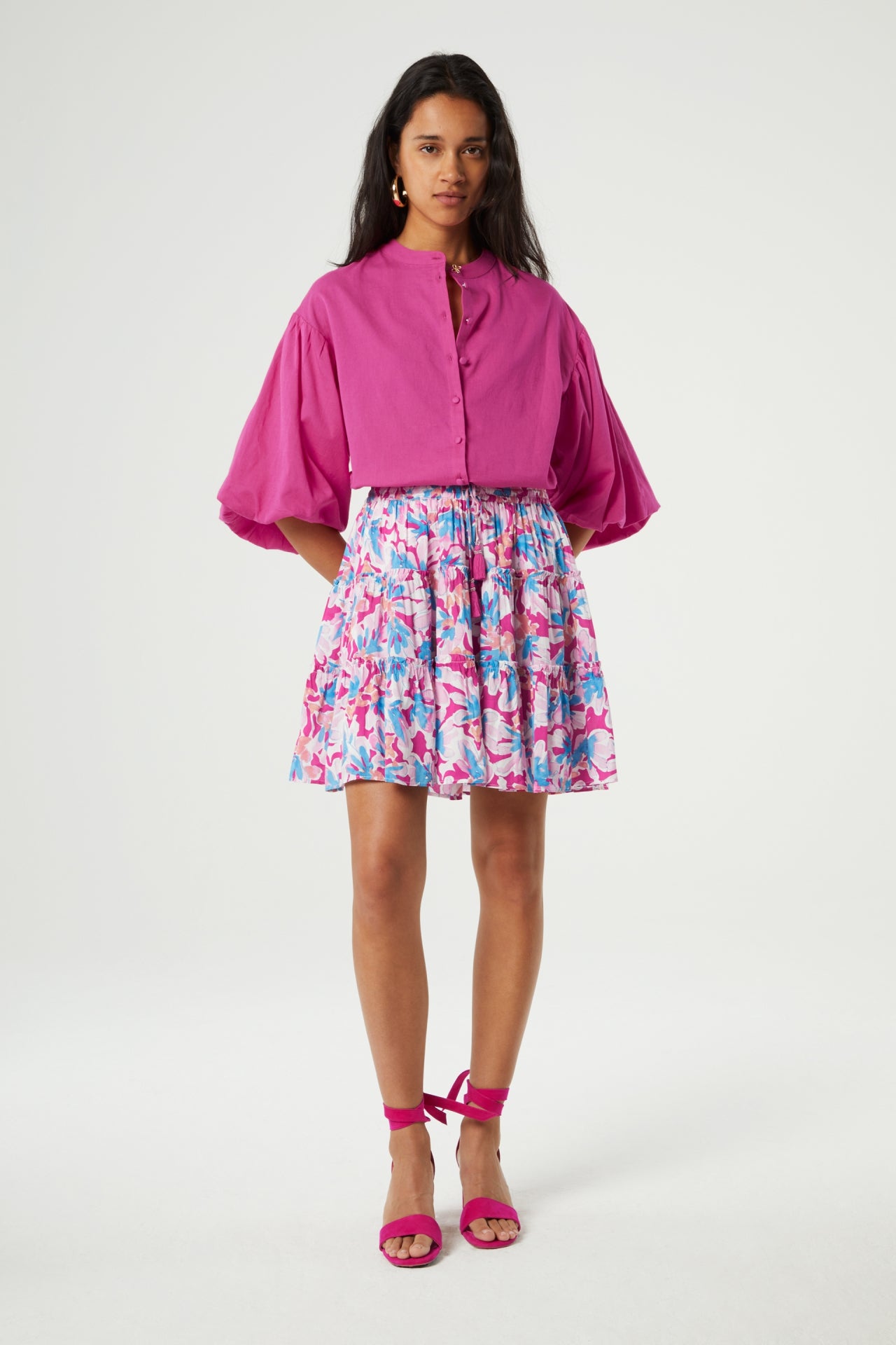 Mitzi Skirt | Azure Blue/Hot Pink