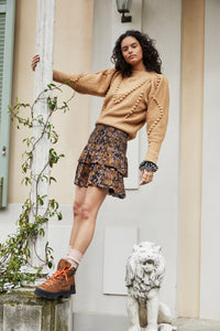 Mary Tess Skirt | Classy Camel/Black