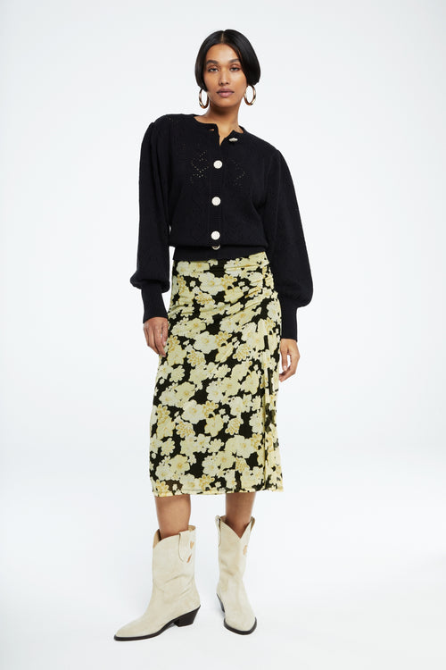 Jessy Midi Skirt | Black/Lemon Sorbet