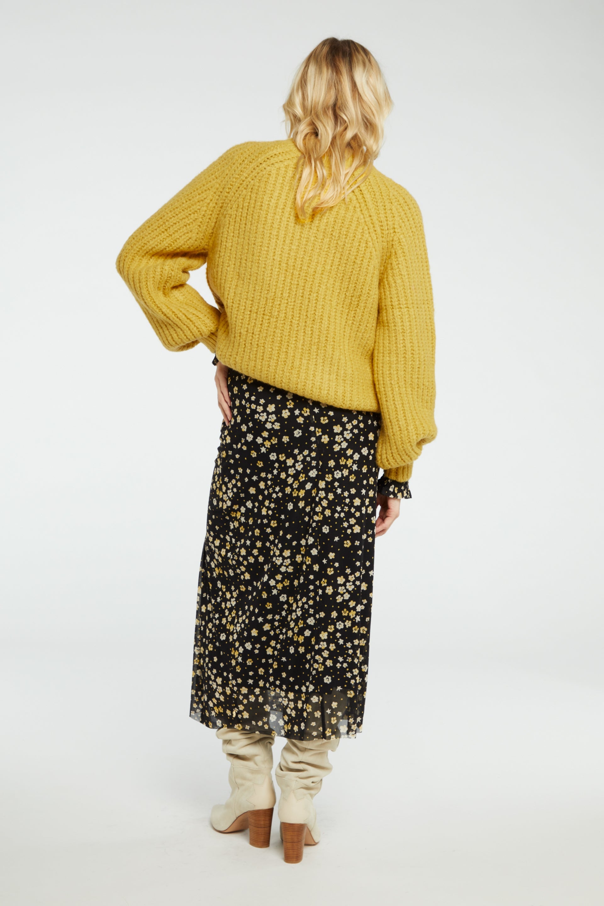 Jessy Midi Skirt | Black/Dijon Yellow