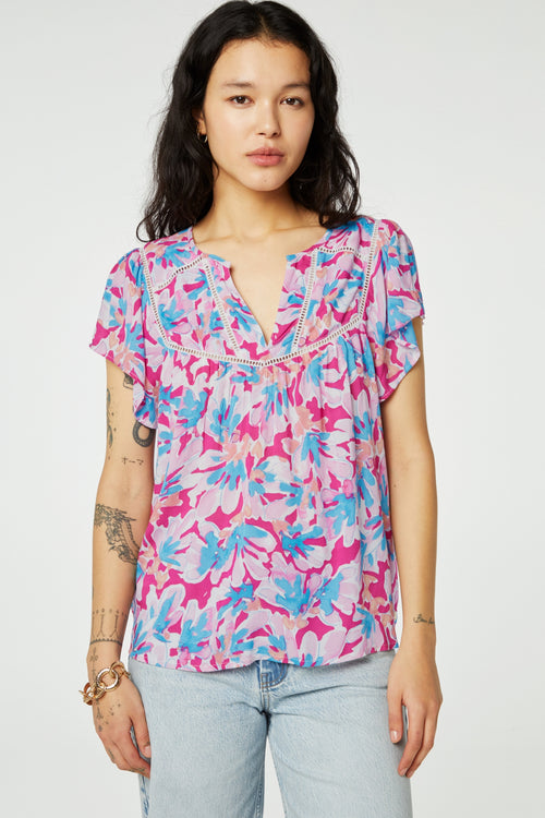 Kristy Top | Azure Blue/Hot Pink