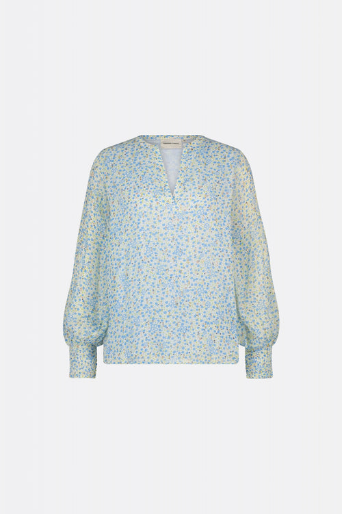 Cliff Ruffle Top | Cream White/Riad Blu