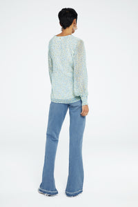 Cliff Ruffle Top | Cream White/Riad Blu