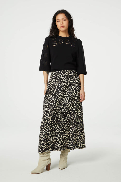 Lydia Skirt | Black/Oat Melange