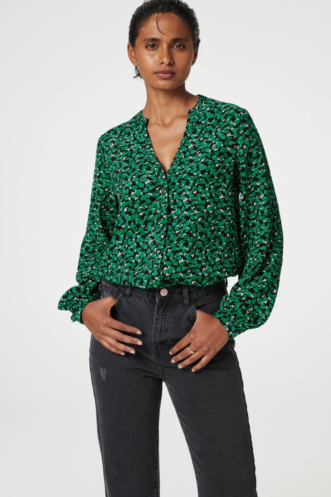 Frida Isa Blouse | Feeling Green/Black – Fabienne Chapot