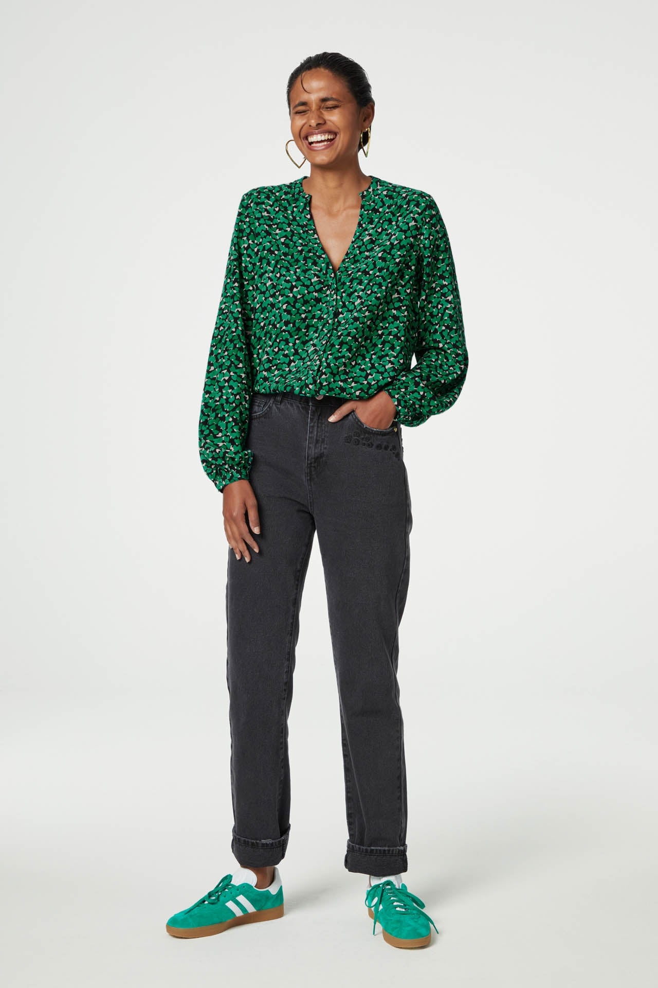 Frida Isa Blouse | Feeling Green/Black