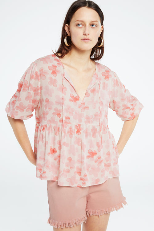 Misha Top | Cream White/Pink Gra