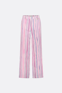 City Wide Stripe Trousers | Cream White/Pink Can