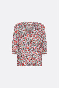 Bay Blouse | Cream White/Hot Cora