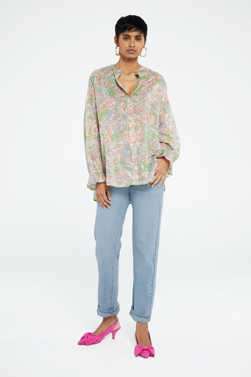 Lexi Blouse | Sandy Beach/Pink Can