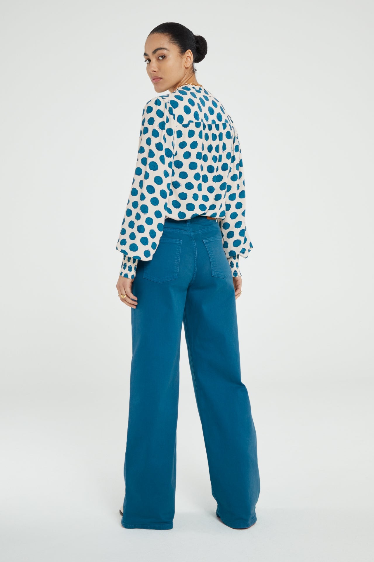 Lucky Blouse | Tasty Teal/Cream Whi