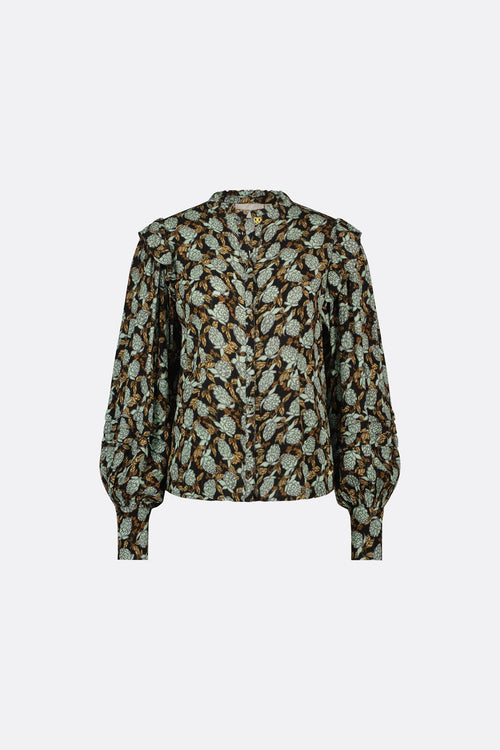 Philo Blouse | Black/Misty Mint