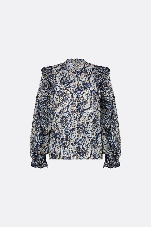 Phaedra Blouse | Navy/Warm White