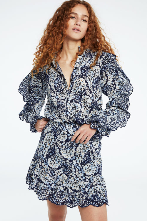 Phaedra Blouse | Navy/Warm White