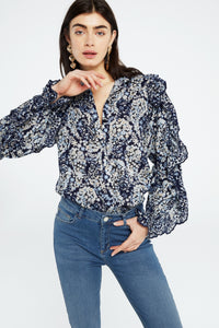 Phaedra Blouse | Navy/Warm White