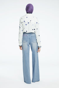 Sophia Blouse | Cream White/Navy