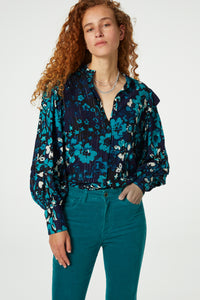 Philo Blouse | Black/Keep it Teal