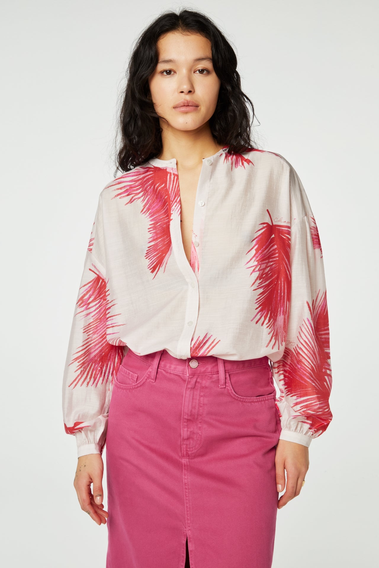 Lexi Blouse | Tomato/Flamingo Pink