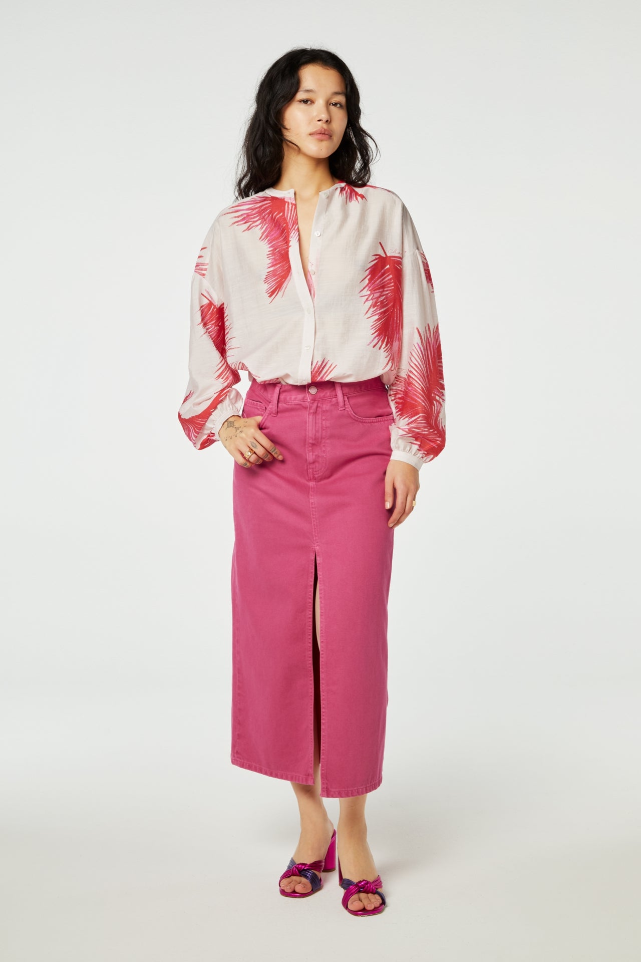 Lexi Blouse | Tomato/Flamingo Pink