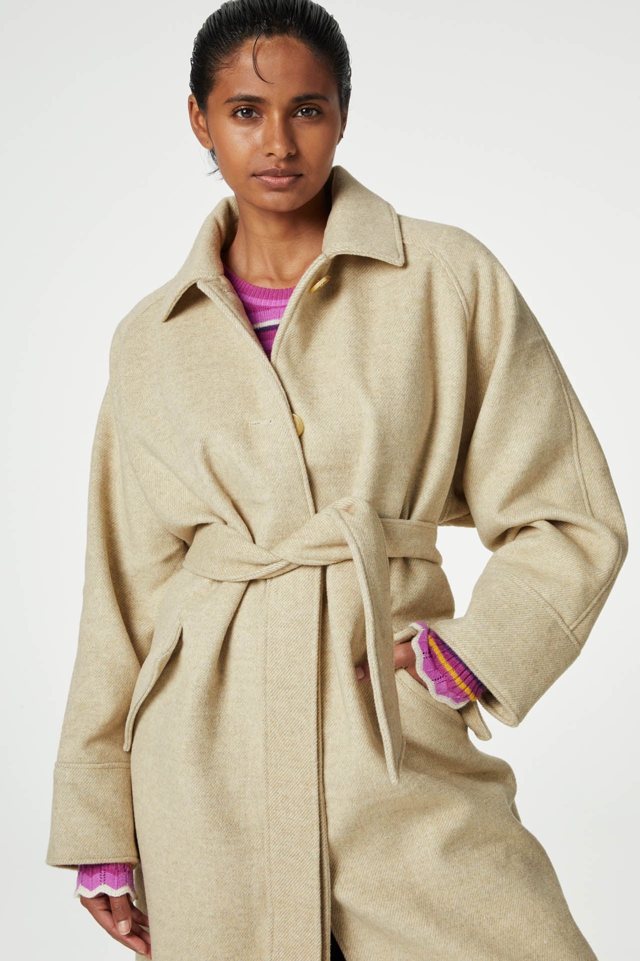 Olena Coat | Oatmeal Melange