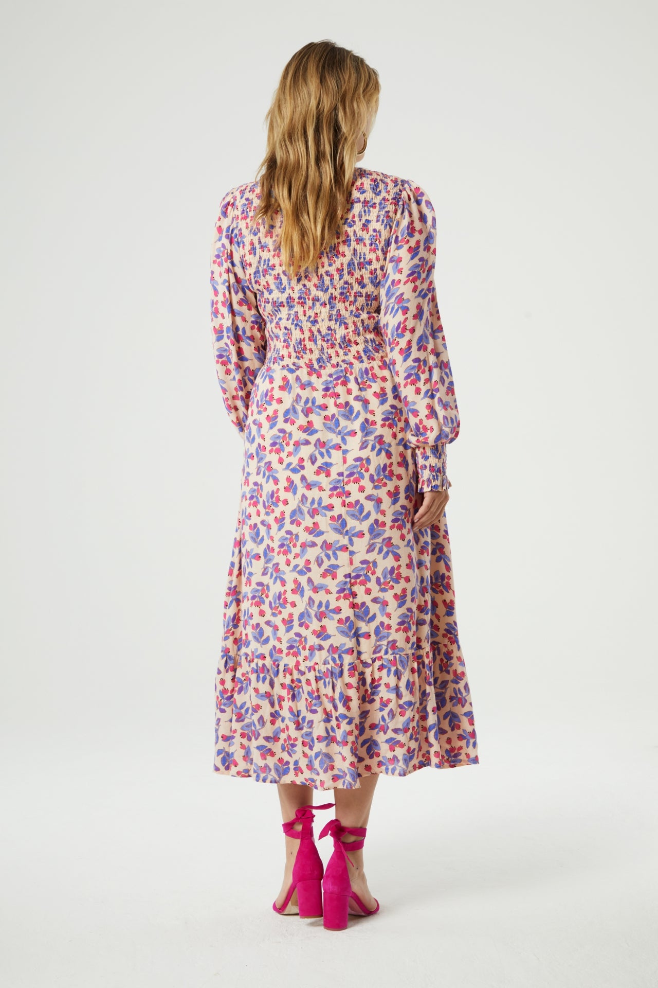 Caro Dress | Cornflower Blue/Pink