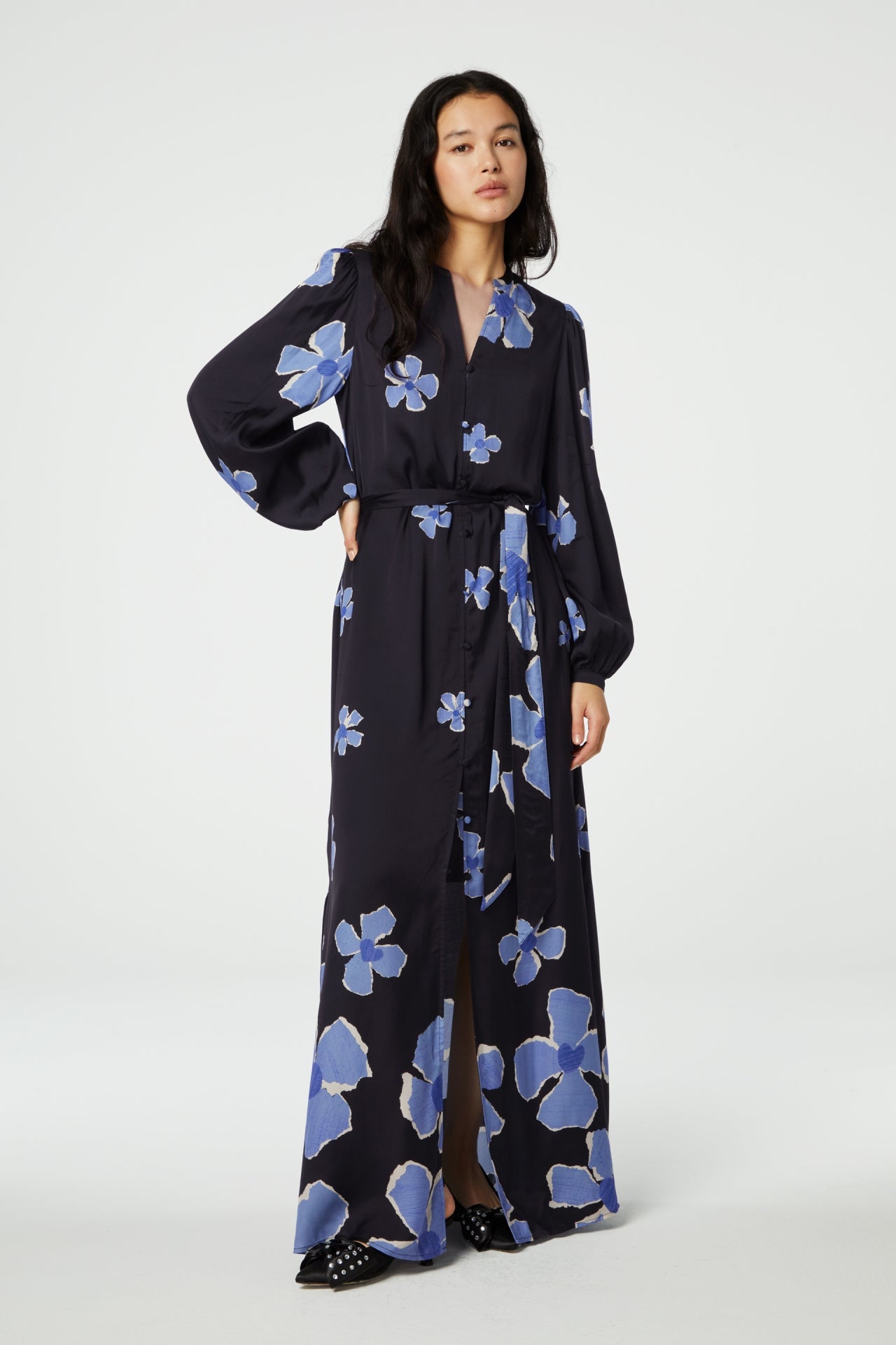 Erina Dress | Black/Cornflower Blu
