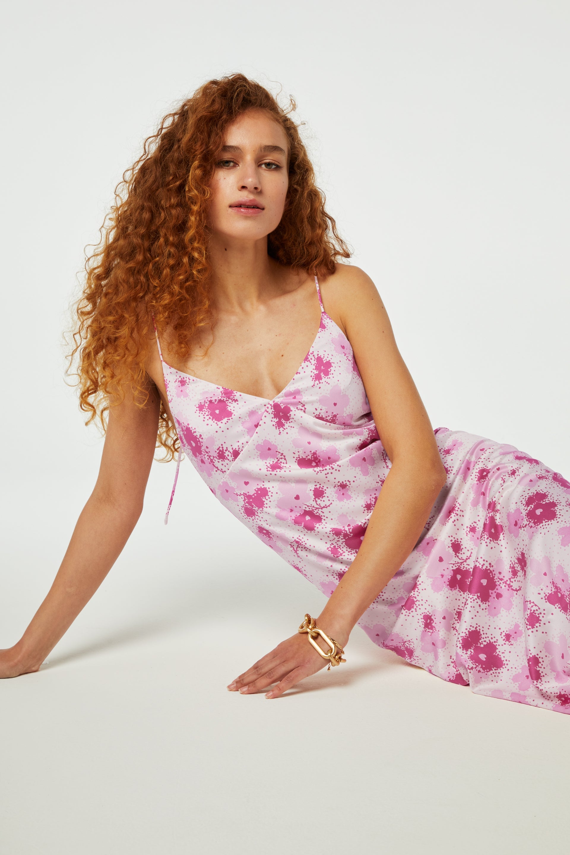 Lisa Dress | Hot Pink/Cream White