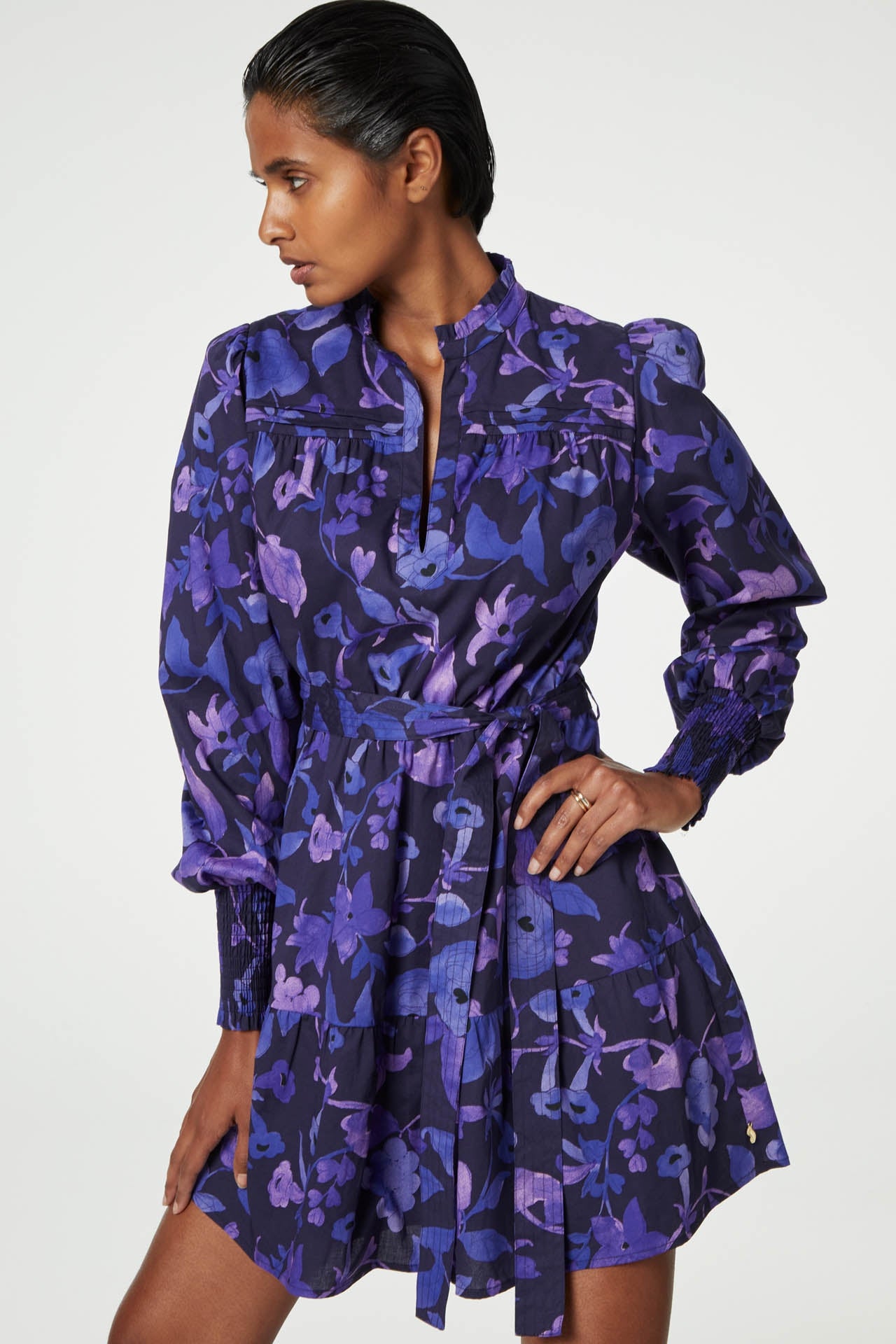 Arlene Short Dress | Navy/Poppy Purple