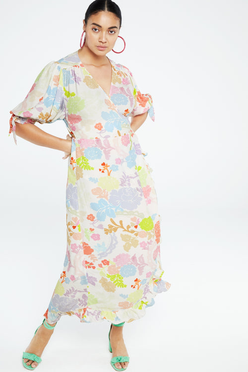 Channa Dress | Cream White /Pink Pa