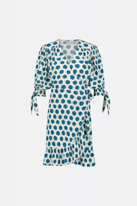 Channa Short Dress | Tasty Teal/Cream Whi