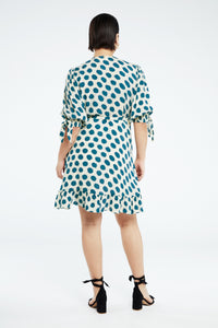 Channa Short Dress | Tasty Teal/Cream Whi