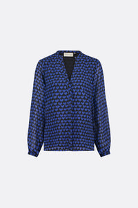 Frida Blouse | Black/Bright Blue